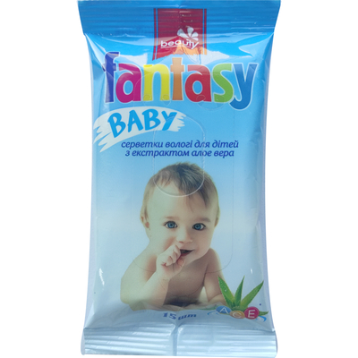 Салфетки влажные FANTASY BABY (Фентези бейби) для детей с экстрактом алоэ вера 15 шт